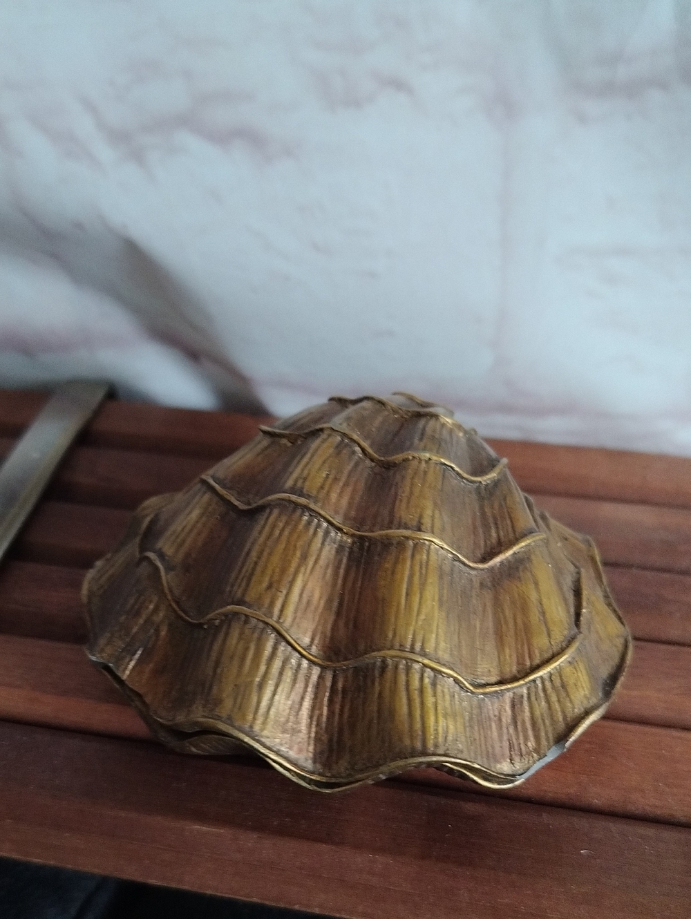Brass Shell Trinket Box - Antique Brass Tone